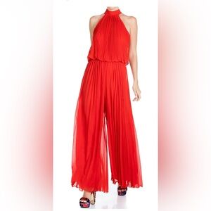 Elegant Red Halter Jumpsuit